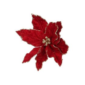 Red Clip Poinsettia With Gold Trim